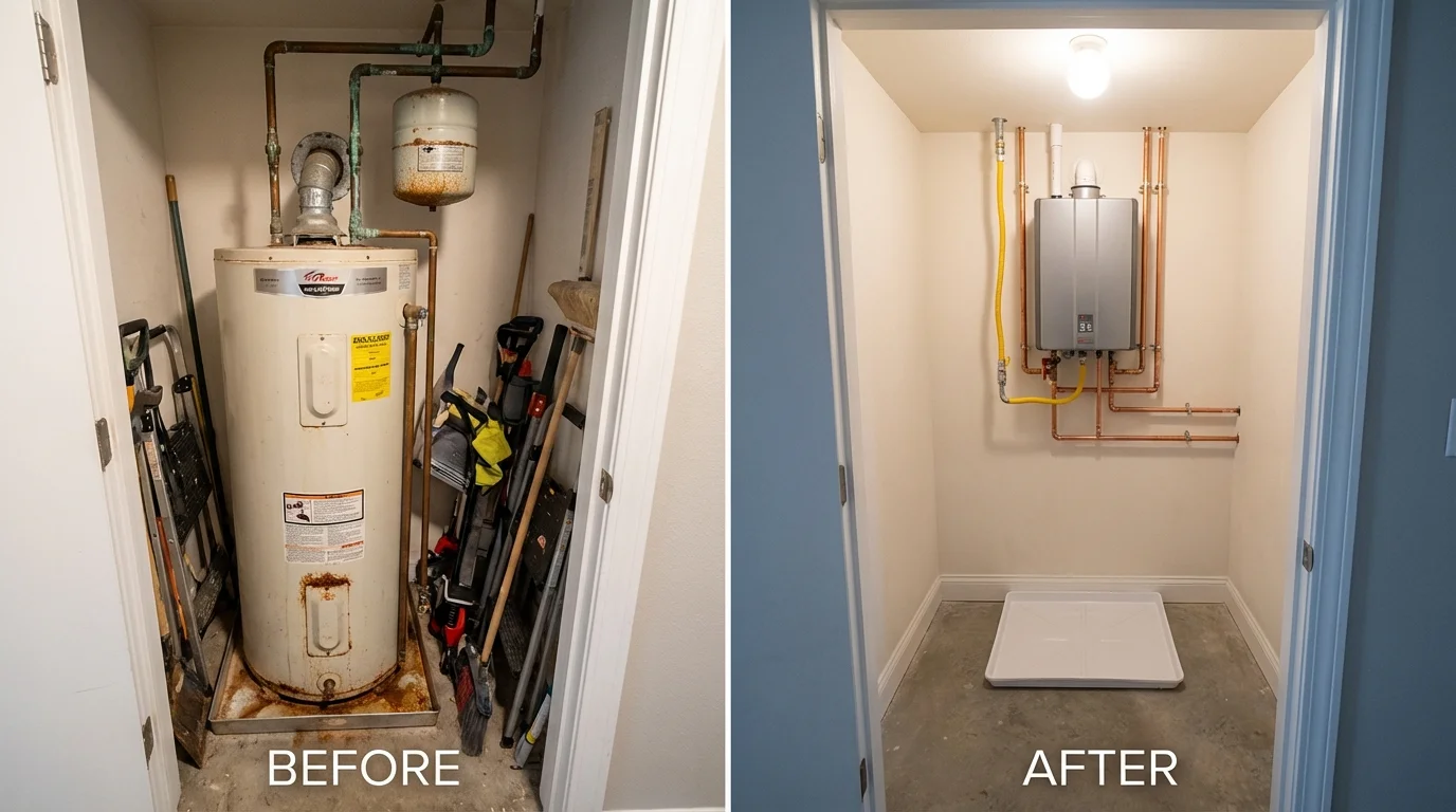 Tank water heater versus wall-mounted tankless unit comparison for North Branch, MN homeowners